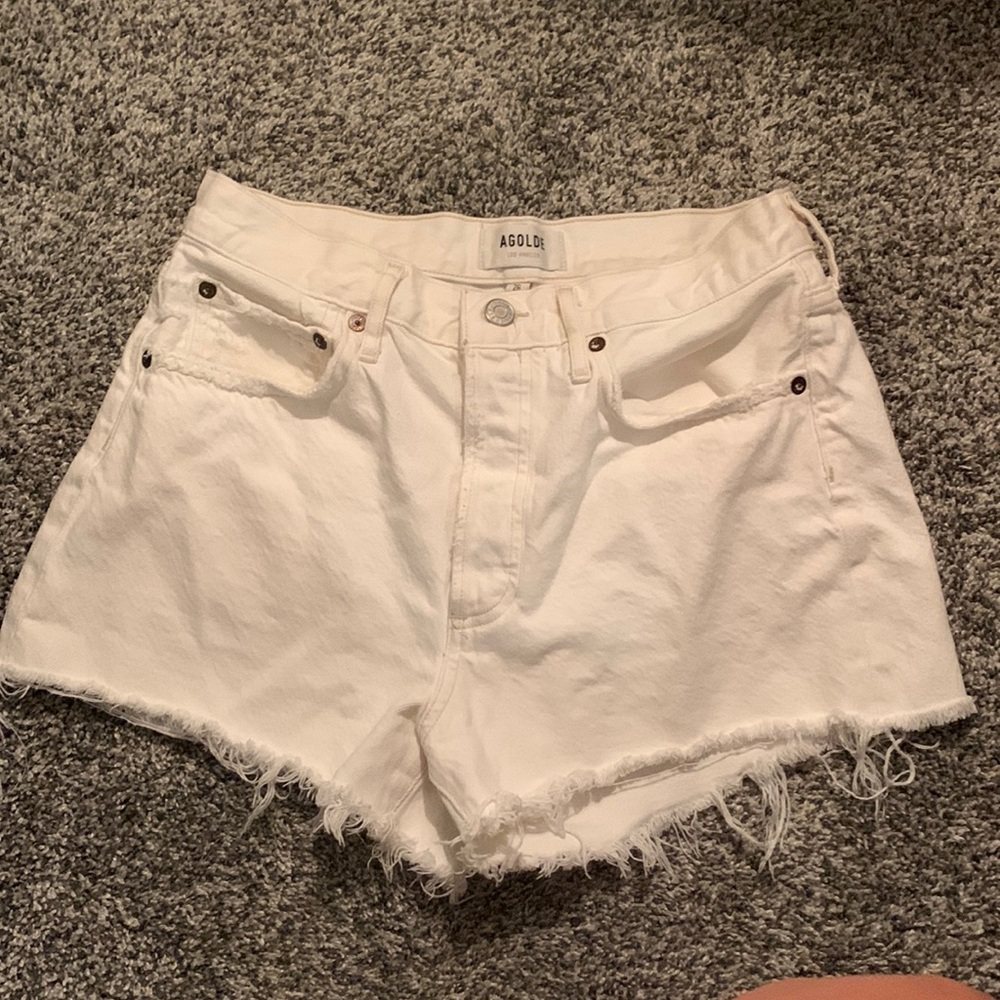 AGOLDE White Denim Cutoff Shorts